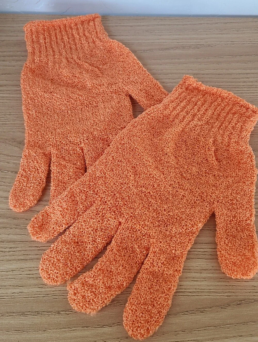 Textured Exfoliating Gloves, Orange Spa Gloves, Self Care, Home Spa